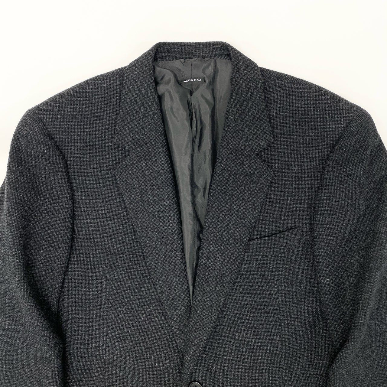 6k1 GIORGIO ARMANI ジョルジオアルマーニ BORGONUOVO21 テーラードジャケット ツイードジャケット シングル 2B 大きいサイズ 52 ダークグレー ウール100%o07t