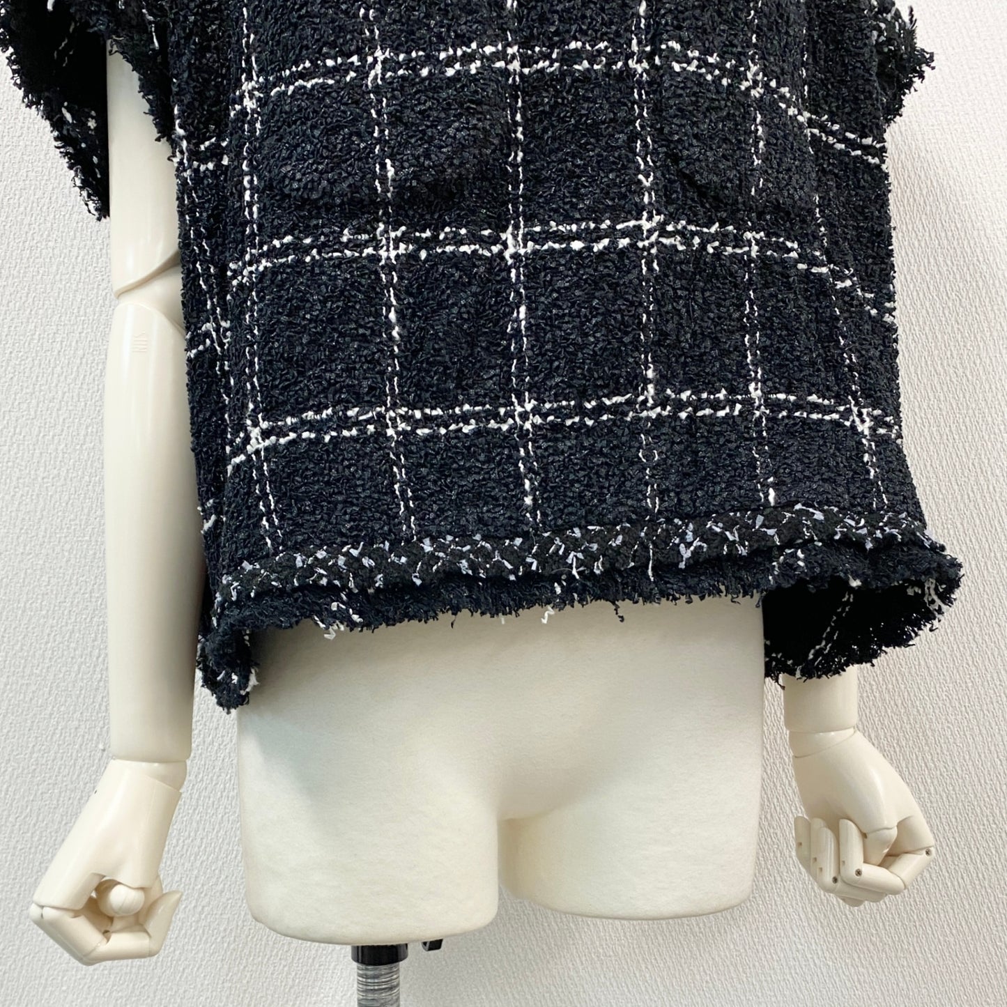 16h9《極美品》sacai サカイ 24SS ツイードプルオーバー オーバーサイズ 24-07144 サイズ1 ブラック ホワイト レディースk02i