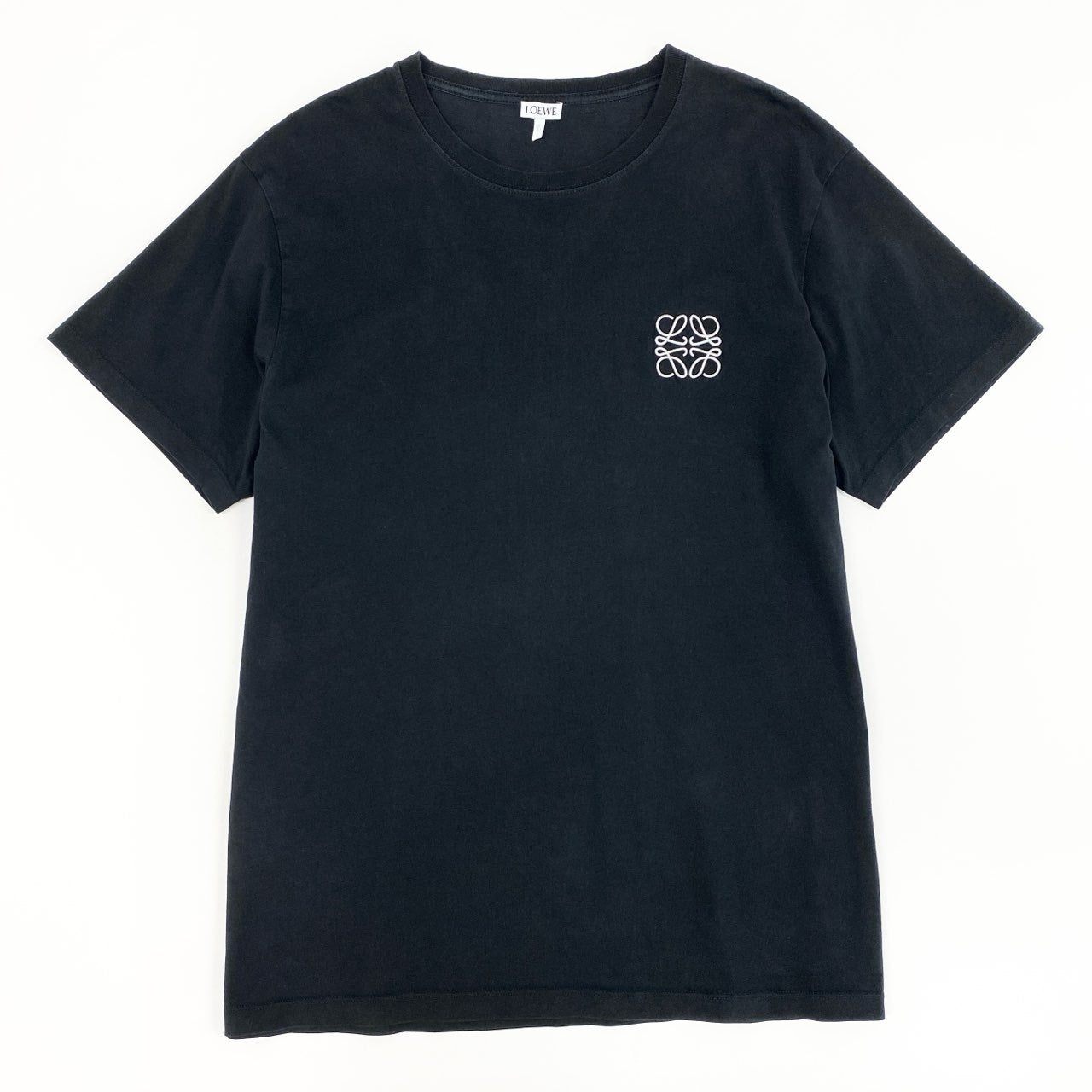 31f14 LOEWE ロエベ アナグラム刺繍 クルーネック Tシャツ 半袖カットソー トップス 大きいサイズ 1720930 H526341XAI XLサイズ ブラック コットン