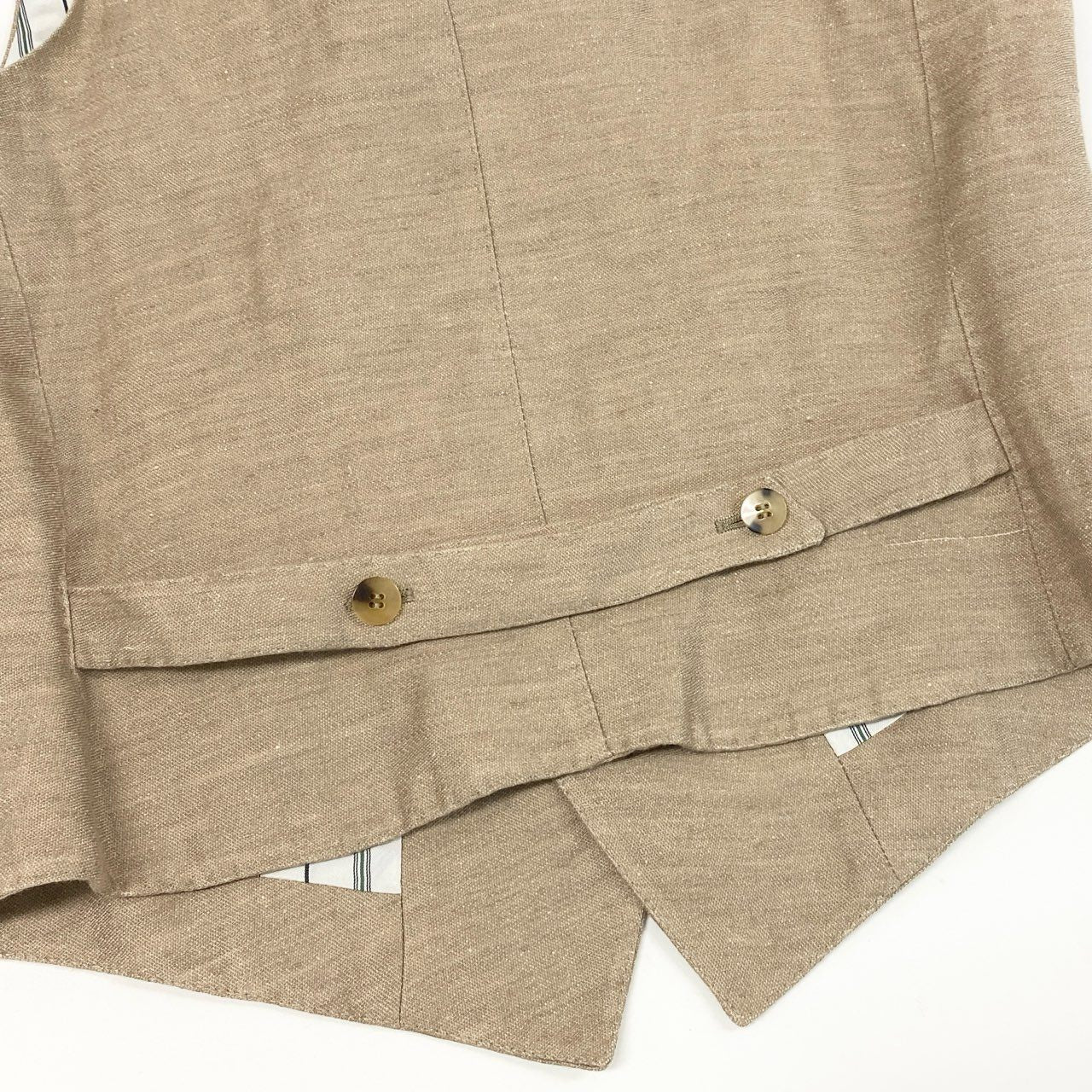 43f25 【美品】Stile Latino スティレラティーノ リネン100 ダブルブレスト ジレベスト ドレスジレ サイズ44 7R ベージュ メンズ 紳士 春夏 ベスト