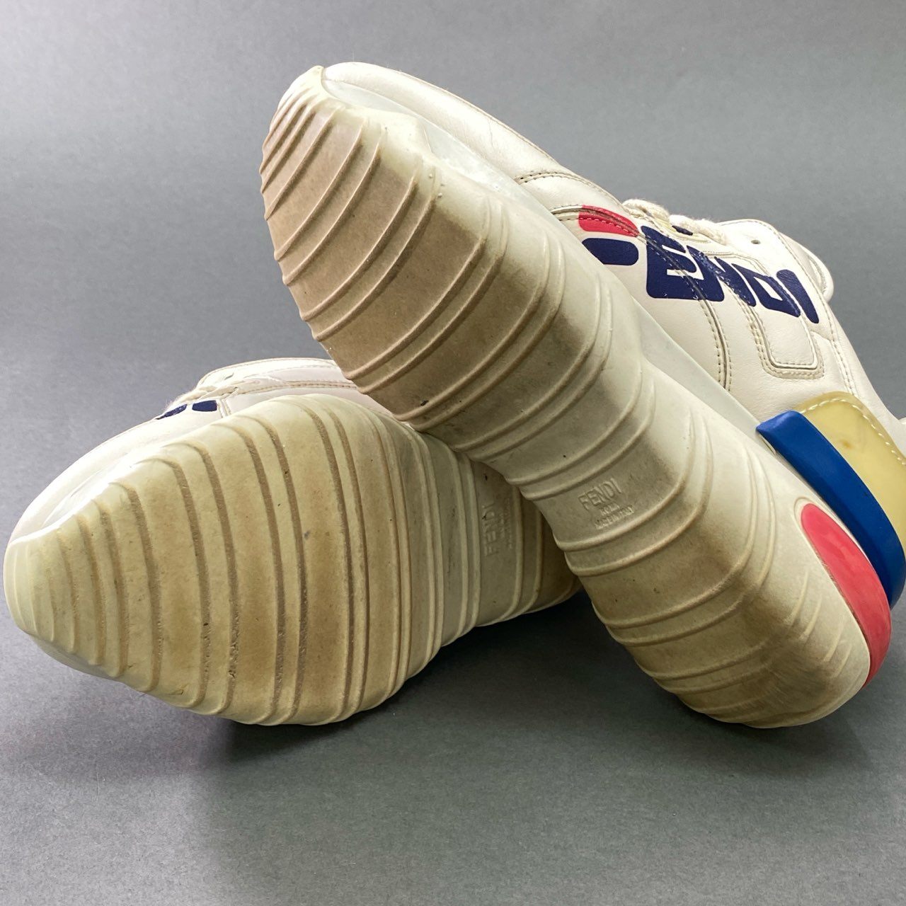 5d21 FENDI フェンディ × FILA フィラ MANIA マニア ロゴスニーカー 37 ホワイト レザー シューズ 箱付き