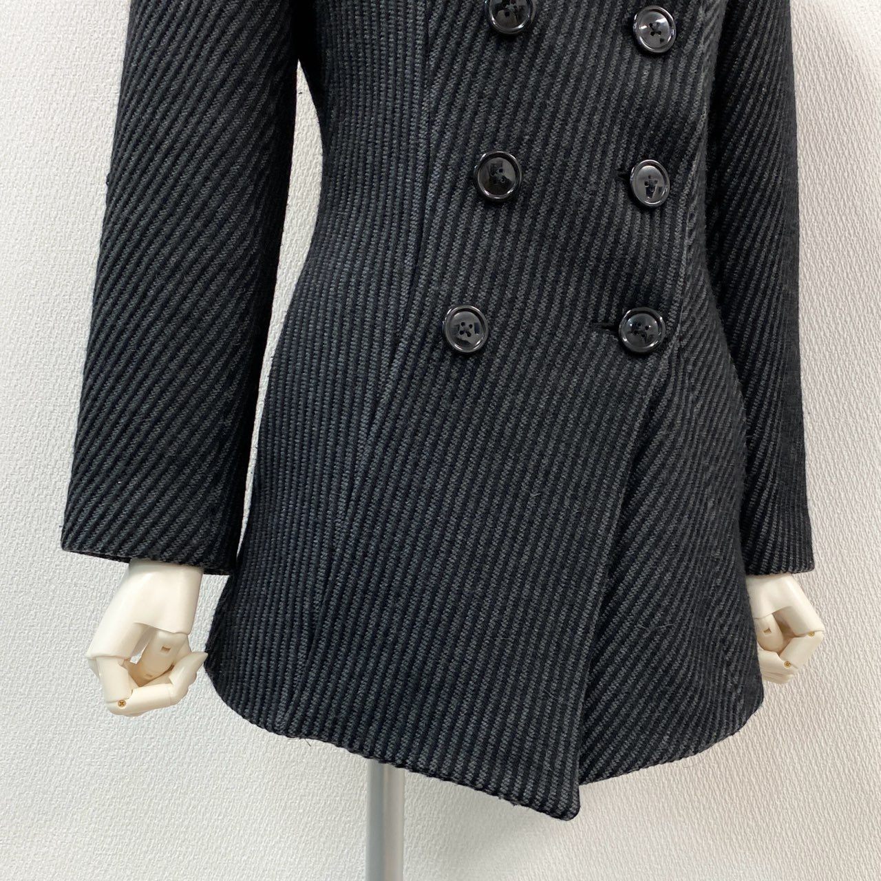 74i8 Vivienne Westwood RED LABEL ヴィヴィアンウエストウッド レッドレーベル 日本製 オーブボタン デザイン ウールコート ピーコート ジャケット 2 グレー ブラック レディースk02i