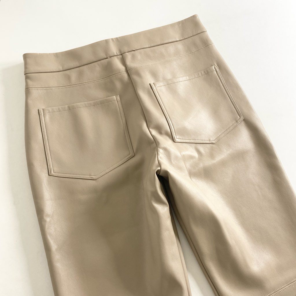 25h23 【未使用】 タグ付 'S MaxMara エスマックスマーラ エコレザーパンツ スラックス ボトム サイズS ベージュ レディース