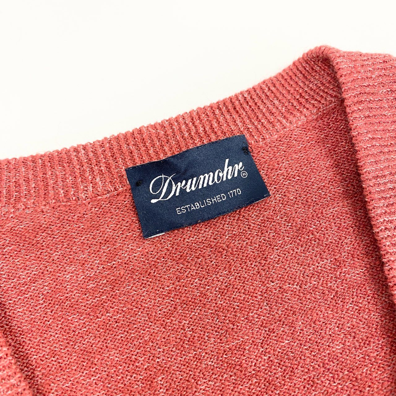 44h26 Drumohr ドルモア Vネック ニットセーター プルオーバー トップス イタリア製 44 レッド リネン メンズo07t