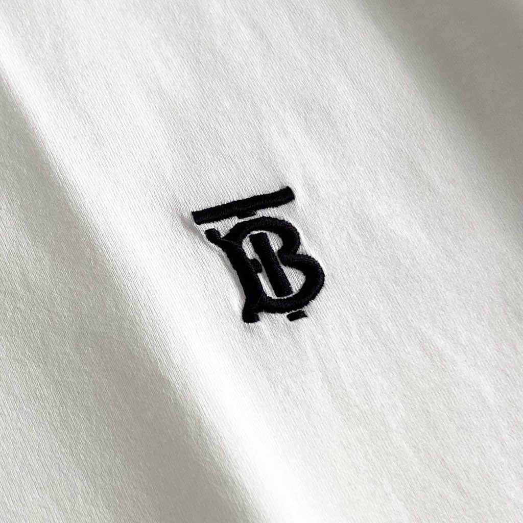 14e22 BURBERRY バーバリー クルーネック Tシャツ MONOGRAM MOTIF COTTON TBロゴ カットソー 半袖 8014021 L ホワイト コットン