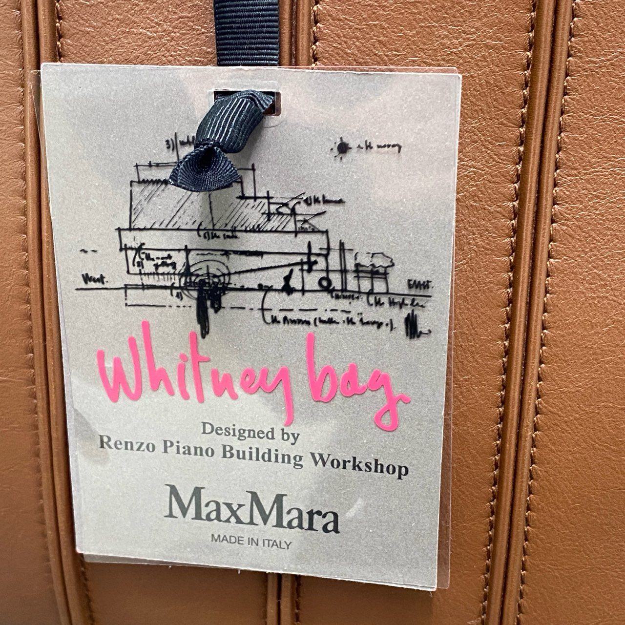 Cb10 定価¥267,300 Max Mara マックスマーラ Whitney Bag ホイットニーバッグ ブラウン レザー by Renzo Piano 2WAY 高級 鞄
