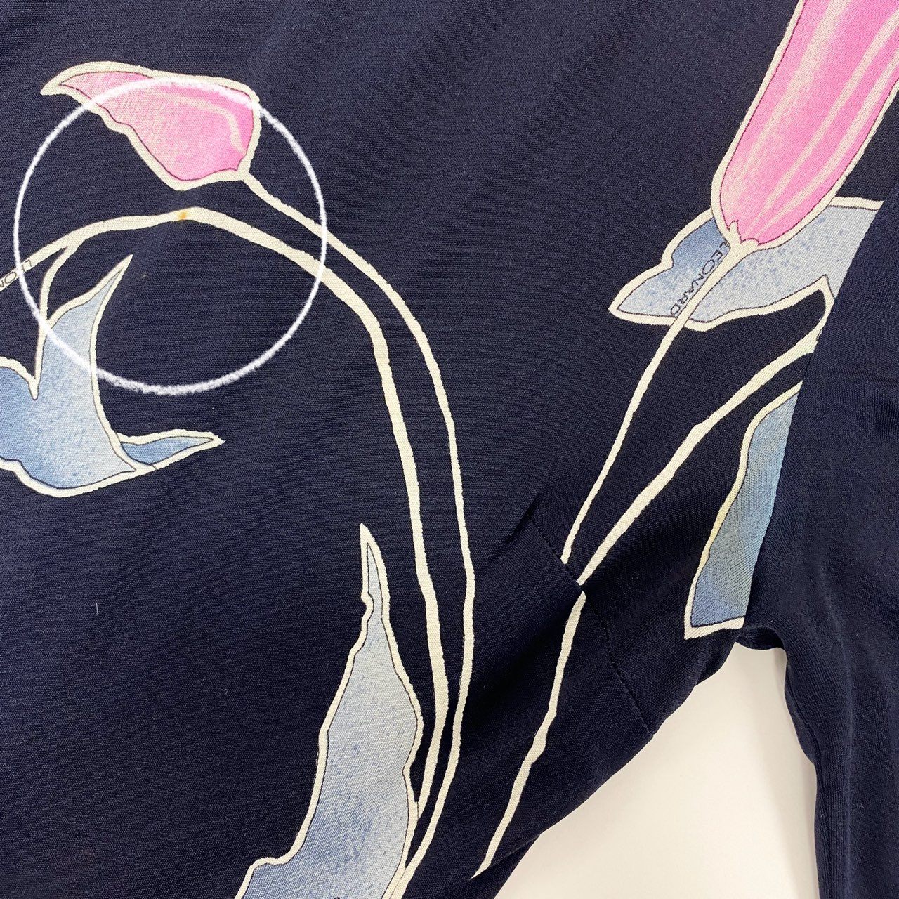18j17 LEONARD レオナール ロングワンピース 長袖ワンピース 花柄 シルク 2サイズ ネイビー ピンク レディースu02t