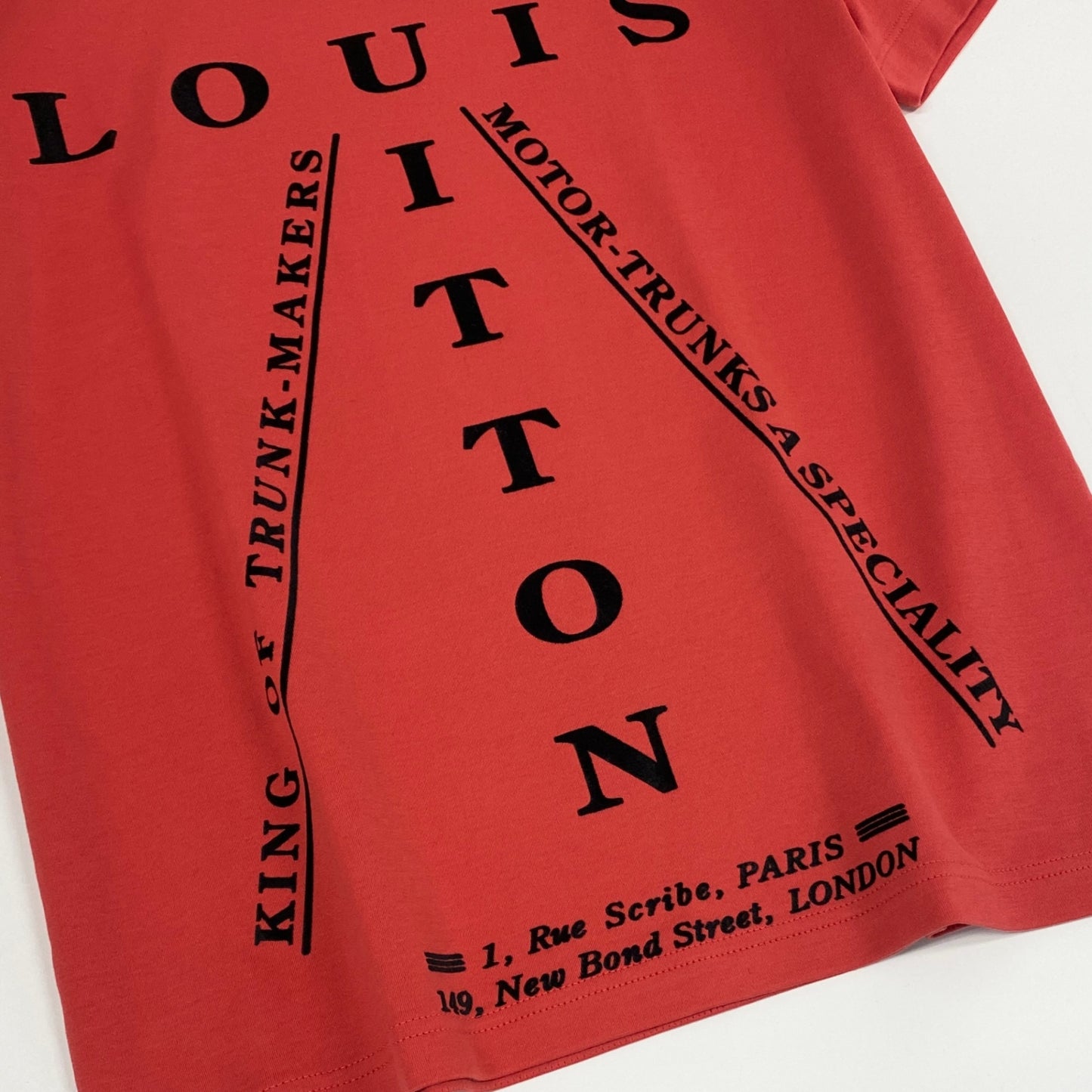 41a24 LOUIS VUITTON ルイヴィトン フロッキークロスロゴ 半袖Tシャツ クルーネック カットソー HBY05W XS レッド コットン