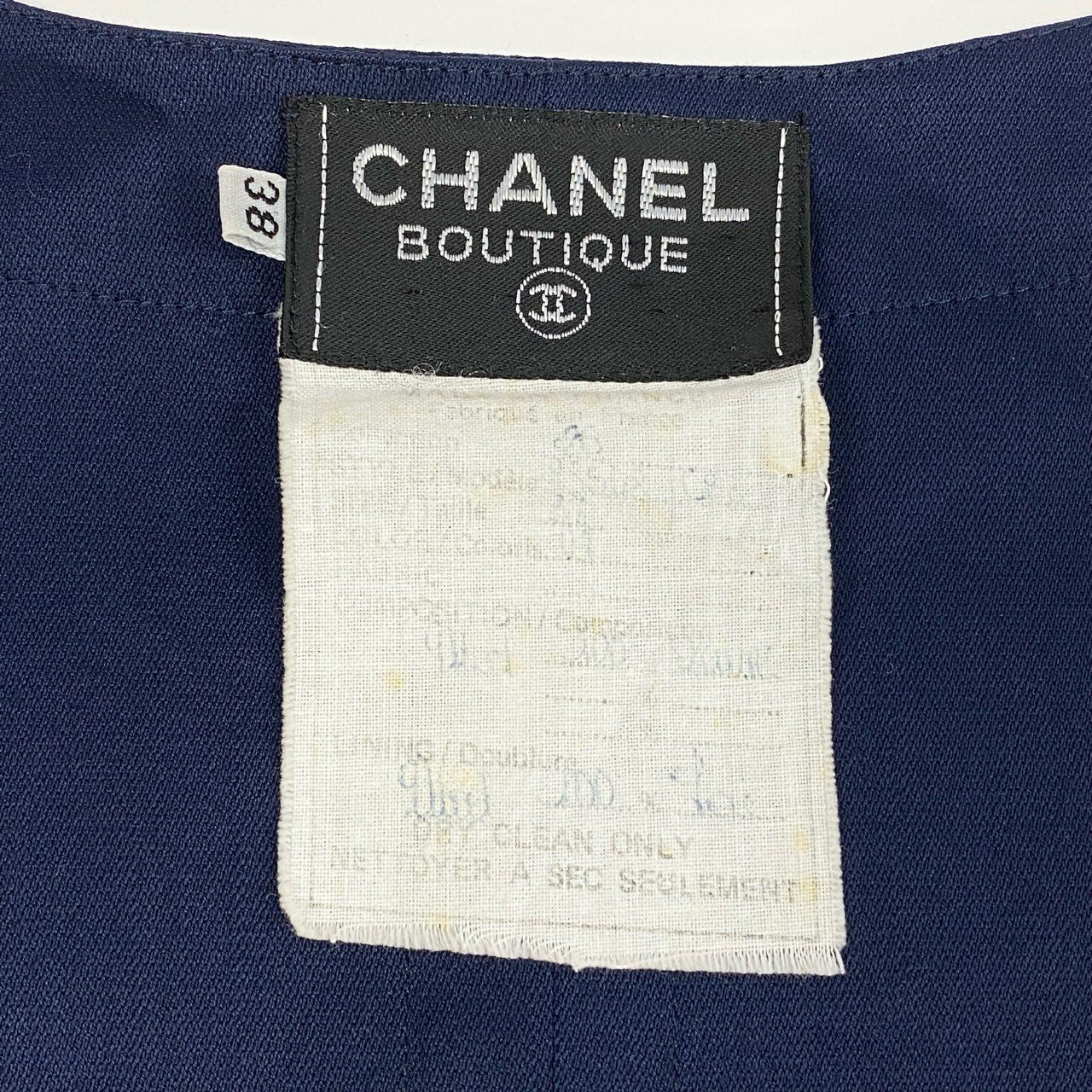 Ca15 【archive】CHANEL ヴィンテージ シャネル 1991年 ランウェイ ココマークボタン ワンピース 長袖ワンピース サイズ38 ネイビー ウール100 レディースta1