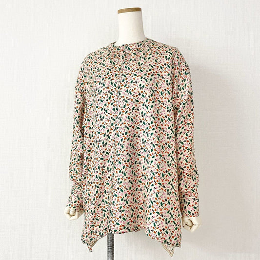 47g6 MARNI マルニ 総シルク シルク100% ボウタイ 花柄 長袖ブラウス トップス フラワープリント  CAMA0291A1TSF29 36 マルチカラー シルク