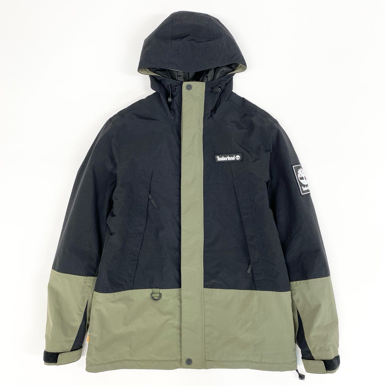 59h28 Timberland ティンバーランド WATER PROOF レインウェア マウンテン ガイド ジャケット ロゴワッペン スノボ TB0A2ADZ S 170 カーキ ブラック ナイロン メンズo07t