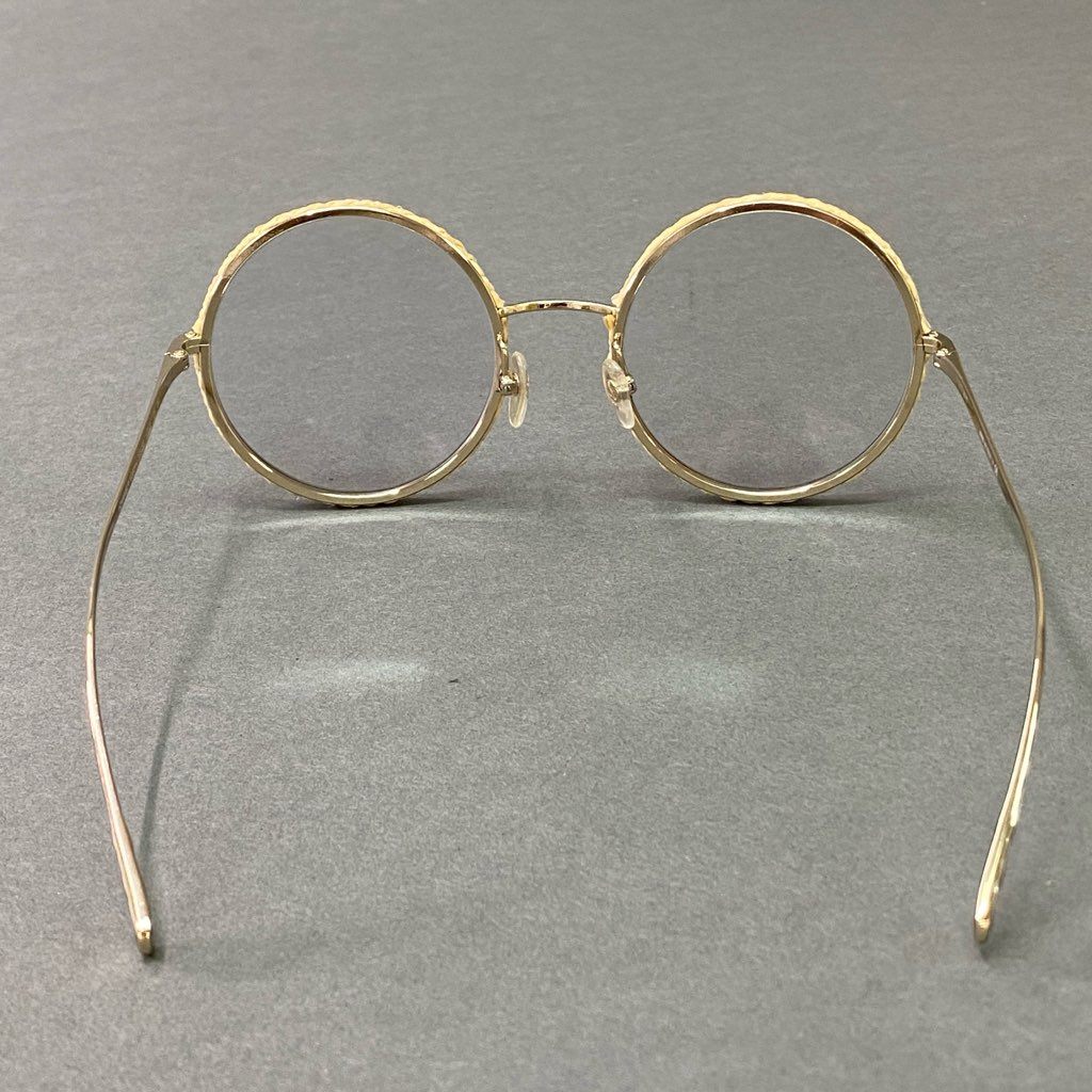 d6 CHANEL シャネル Raffia ラウンド アイウェア 丸メガネ 4250 ゴールドフレーム 眼鏡 サングラス