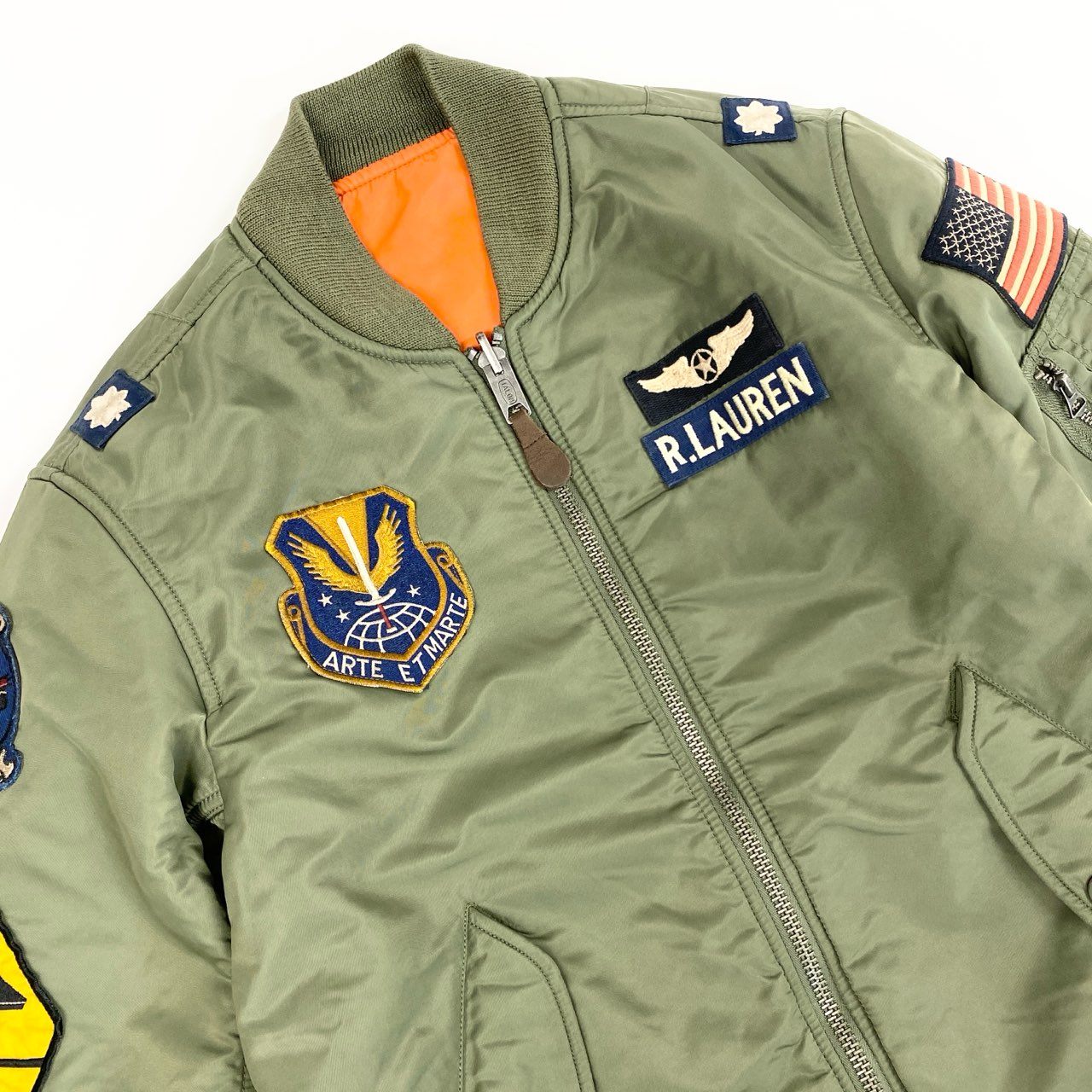 37i30 Polo by Ralph Lauren ポロバイラルフローレン MA-1 フライトジャケット ボンバージャケット リバーシブル 710716250001 Sサイズ カーキ オレンジ メンズo07t