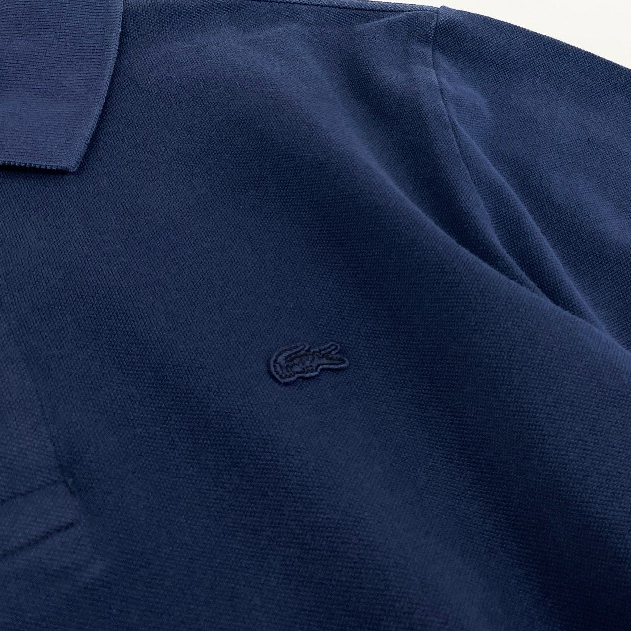 31f14 《未使用保管品》タグ付 LACOSTE ラコステ ヴィンテージウォッシュ 鹿の子 半袖ポロシャツ トップス ロゴワッペン 5 ネイビー コットン
