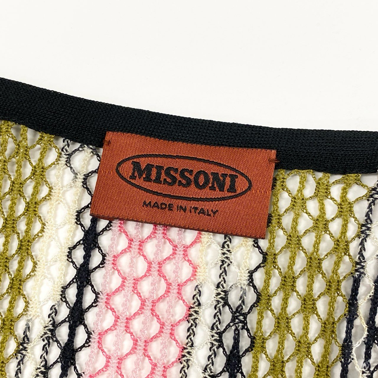12f11 MISSONI ミッソーニ カギ編み ニットワンピース ジップアップ ロングカーディガン コート サイズ46 マルチカラー レディース