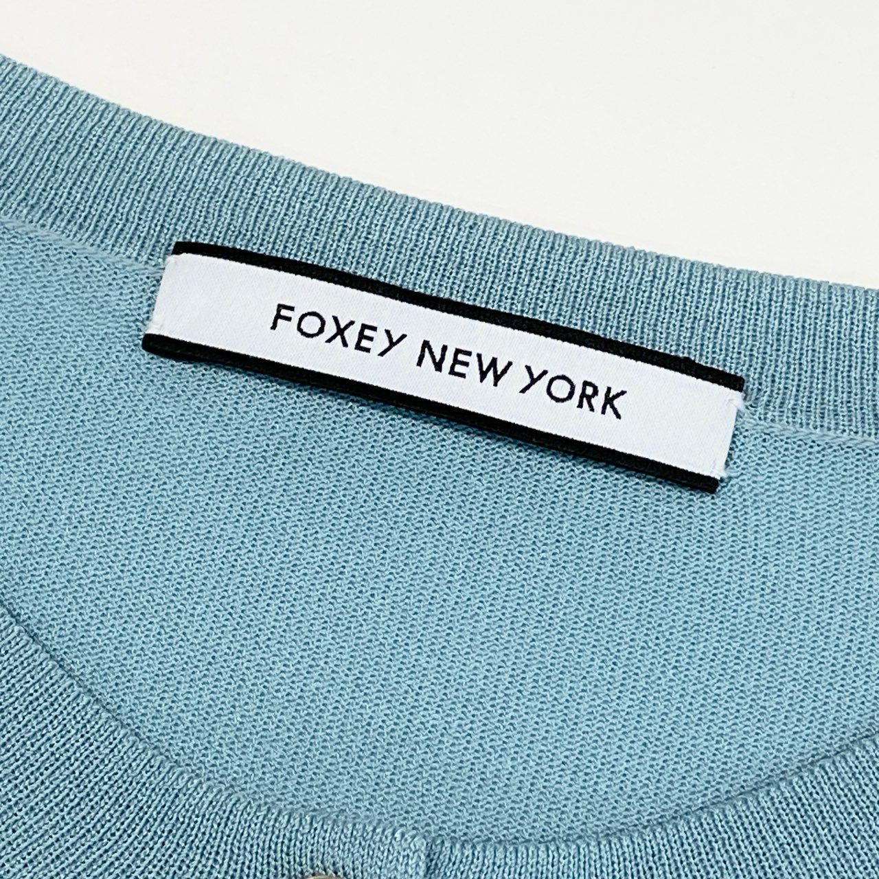 41d28 FOXEY NEW YORK フォクシーニューヨーク ルプランタン ニットカーディガン ボレロカーディガン トップス 41675 サイズ38 ライトブルー レディース