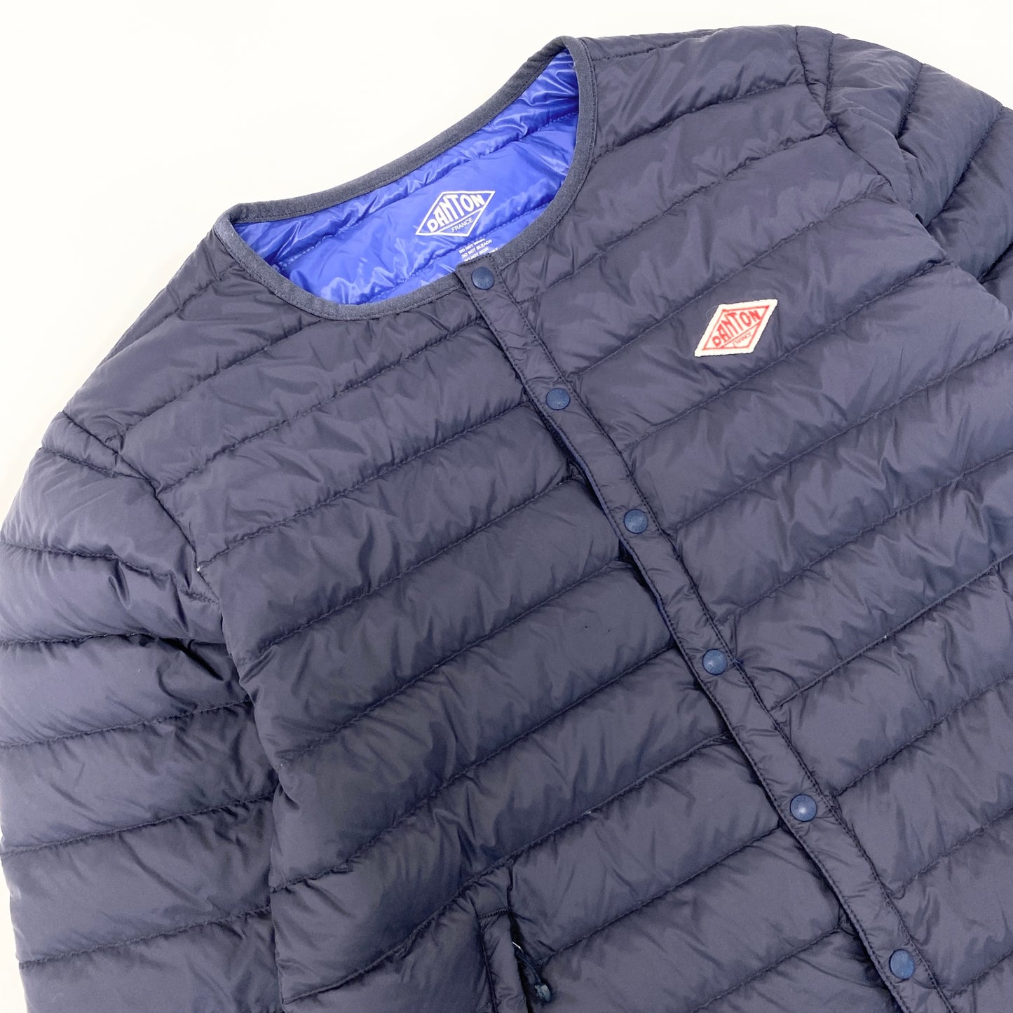 21i29 DANTON ダントン クルーネック インナーダウンジャケット アウター ジャケット JD-8751 42サイズ ネイビー メンズo07t