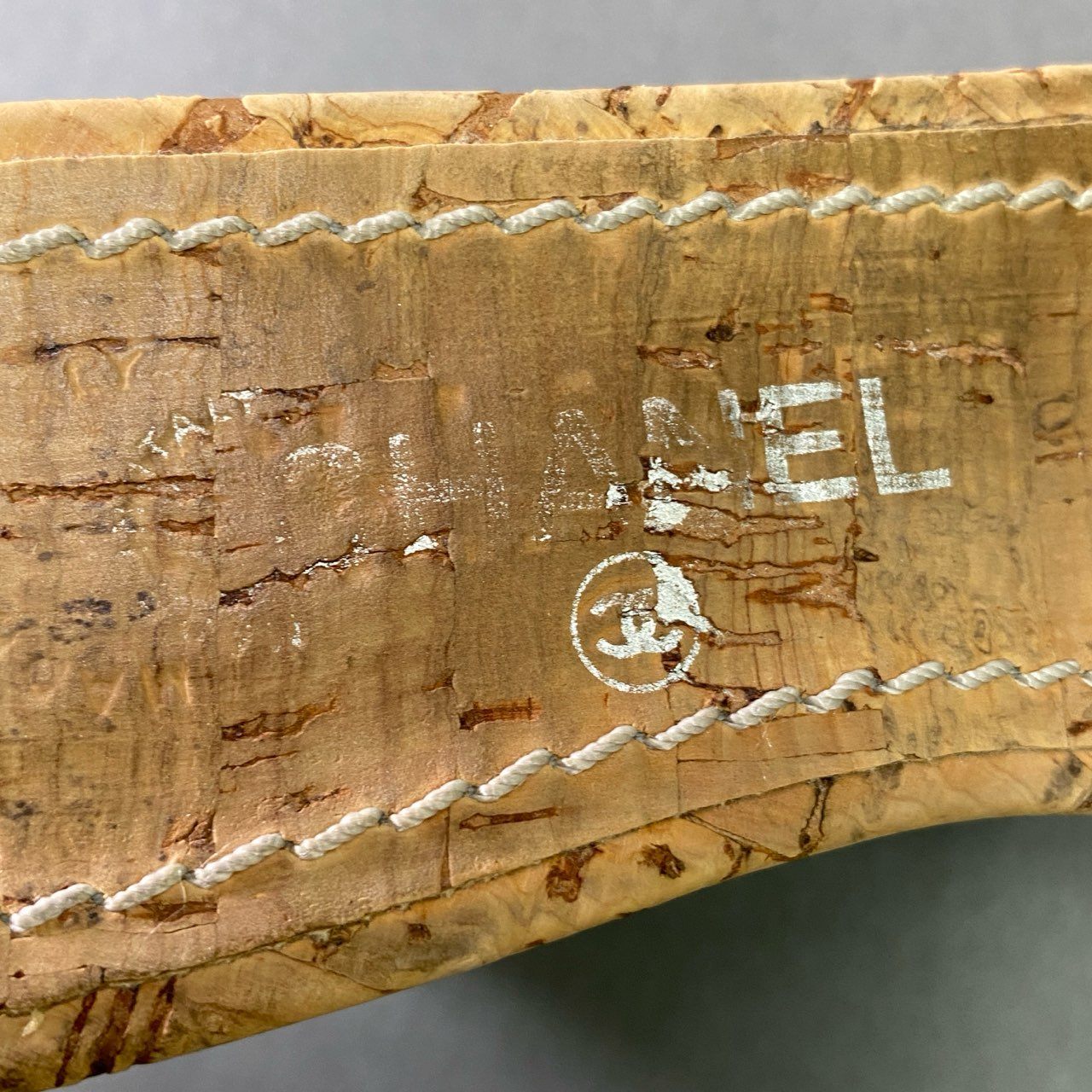 5e16 CHANEL シャネル ココマーク コルクウェッジソール サンダル G25916 36 ブルー アイボリー ストライプ ミュール 厚底 シューズ 箱付き