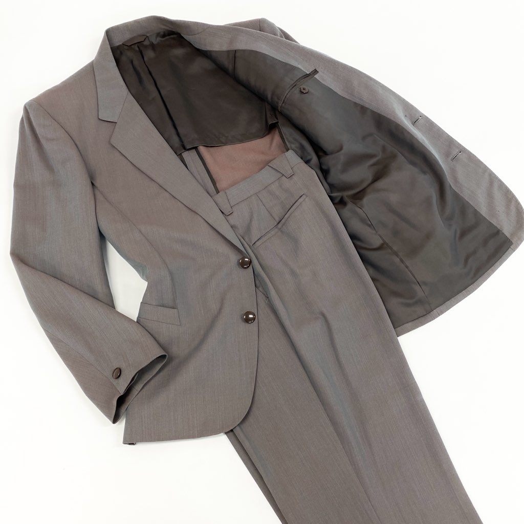 63d8-8 Thierry mugler ティエリー ミューグレー シングルスーツ セットアップ テーラードジャケット/スラックスパンツ サイズ48 グレー系 ウール ナイロン メンズ
