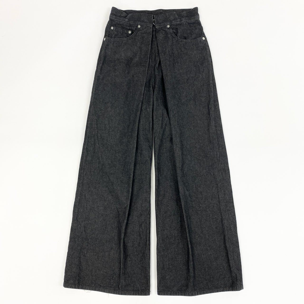 22f18 JOHN LAWRENCE SULLIVAN ジョンローレンスサリバン リキッドデニムパンツ ハイウエストパンツ ブラックデニム ジーパン 定番 JLSW-01-S サイズM グレー系 コットン100% レディース