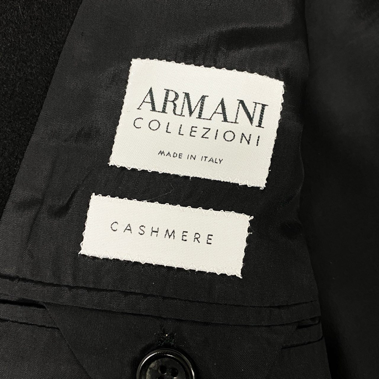 81h7 ARMANI COLLEZIONI アルマーニコレッツォーニ テーラードジャケット ブレザー 総カシミヤ 52 ブラック カシミア100% メンズk02i