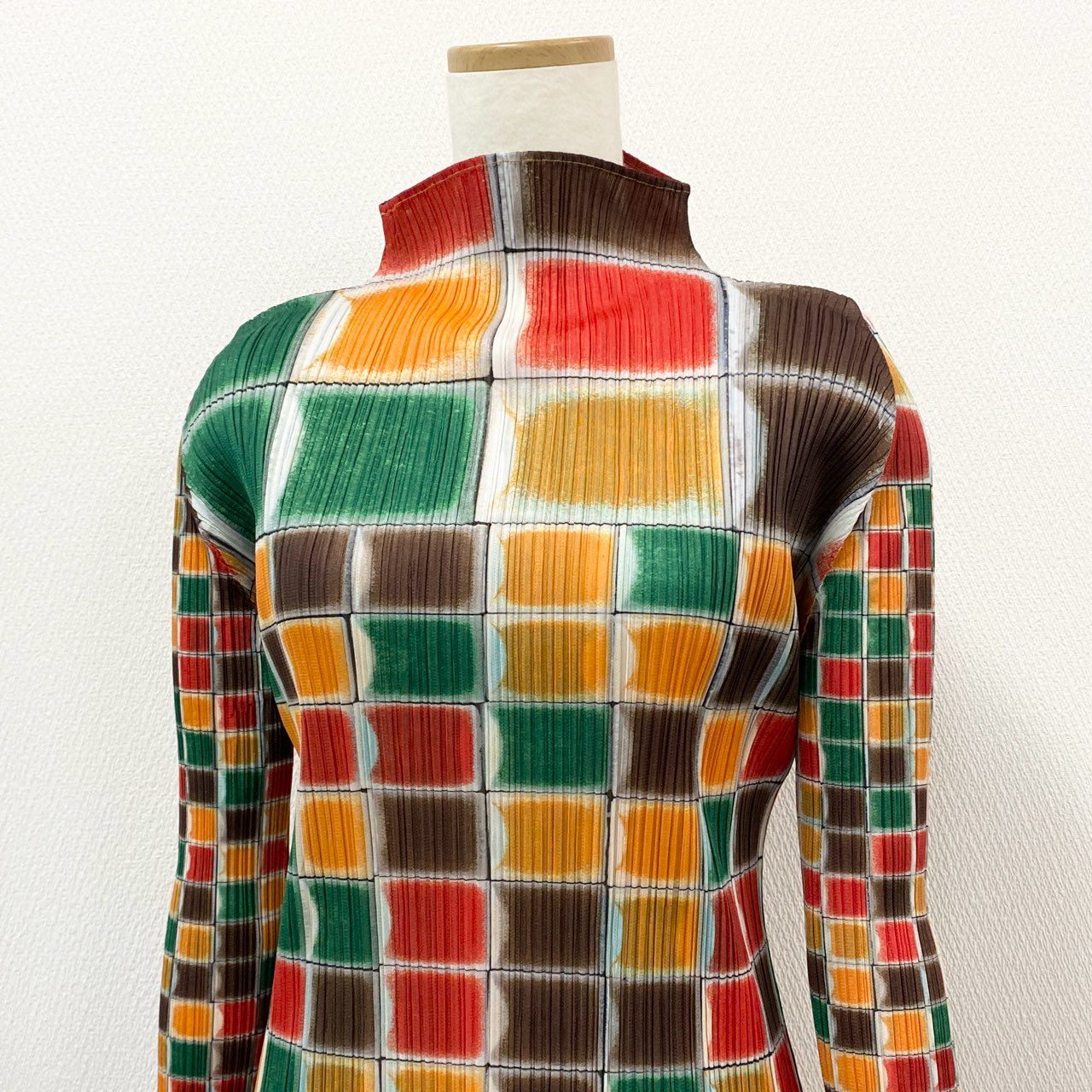 3a27 PLEATS PLEASE プリーツプリーズ ブロックチェック プリーツワンピース 2 マルチカラー ISSEY MIYAKE イッセイミヤケ ドレス 日本製