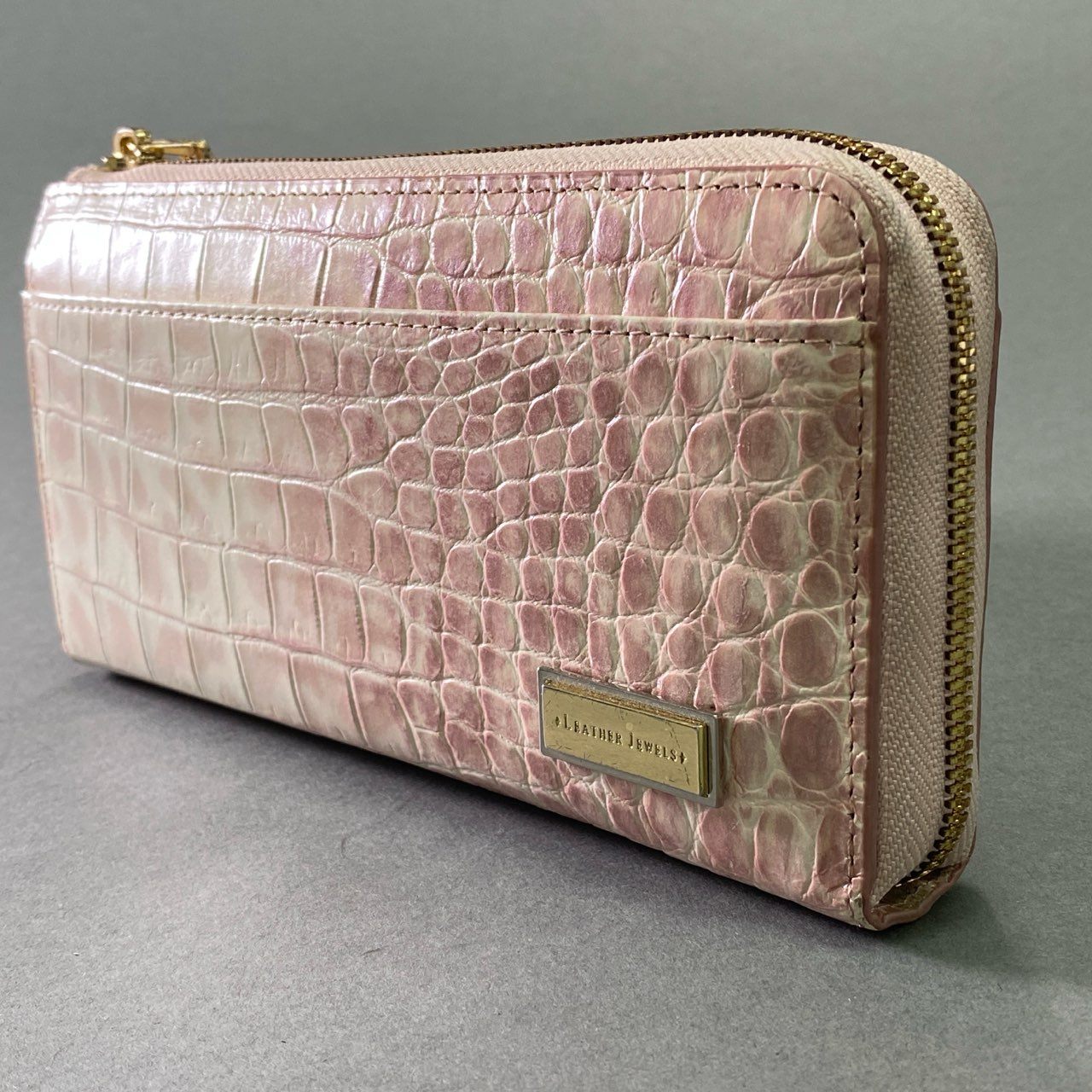 f10 LEATHER JEWELS Crystal レザージュエルズ クリスタル クロコダイル型押しレザー 長財布 ローザ UNICASTA LEATHER レディース ロングウォレット