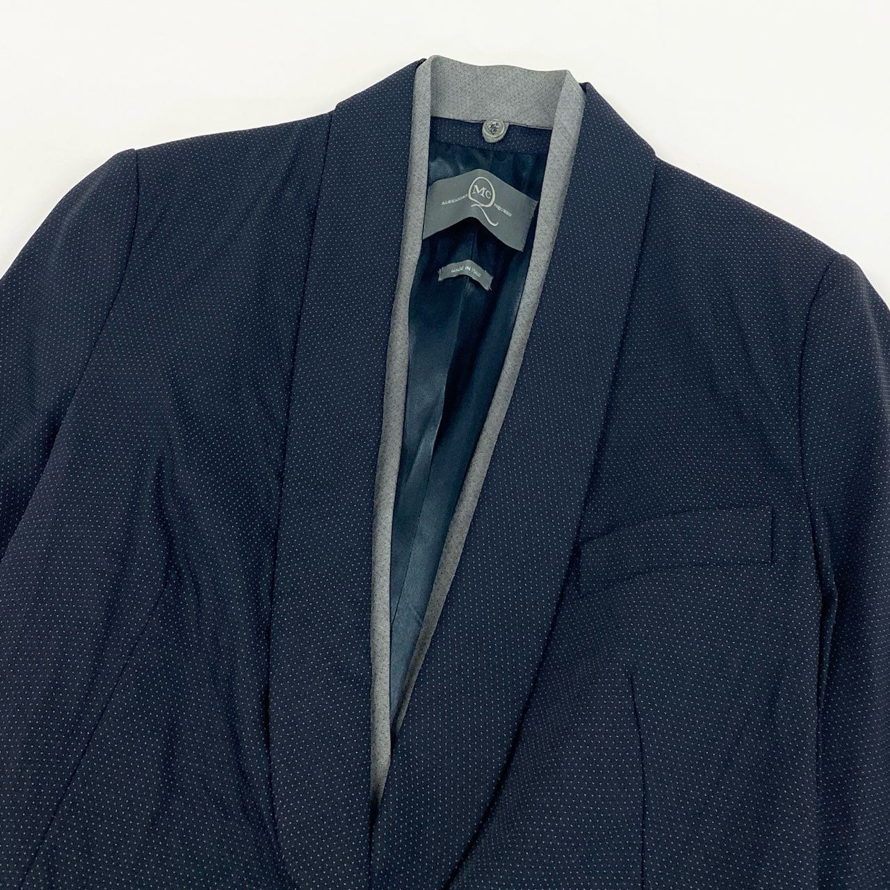 75f27 ALEXANDER MCQUEEN アレキサンダーマックイーン テーラードジャケット ブレザー 刻印金ボタン 襟取り外し可能 サイズ38 ネイビー レディース イタリア製