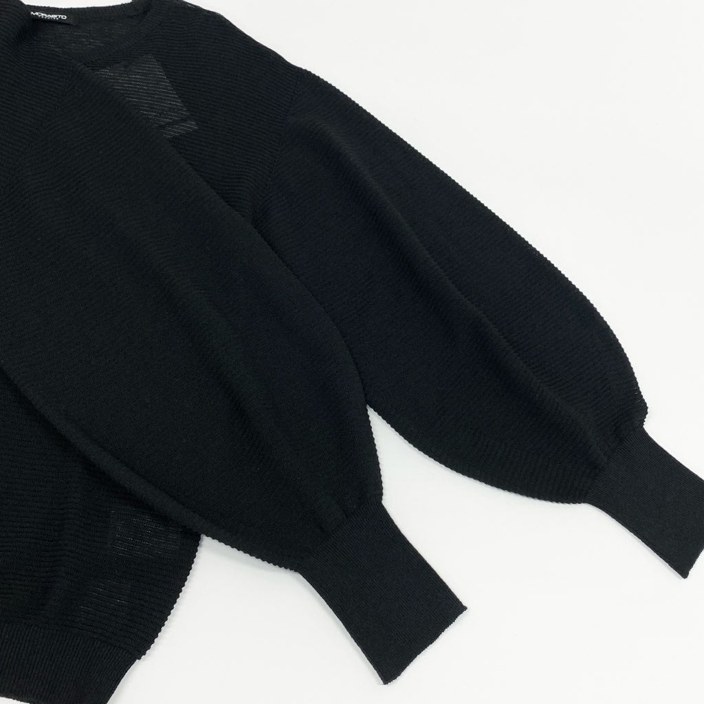4f7 【新品】 定価5.9万円 MORABITO モラビト かぎ編みニット 春夏秋3シーズン ニットブラウス サイズ38 ブラック レディース 女性用