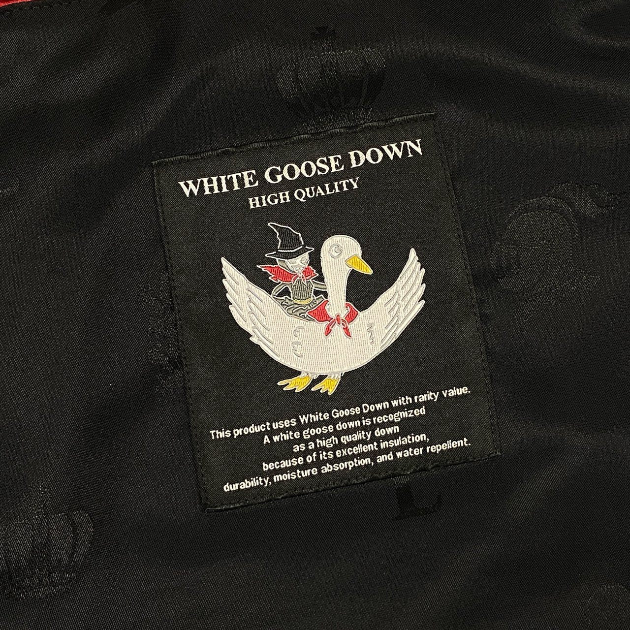 16j20 LOVELESS ラブレス カモフラージュ フーデッド ダウンジャケット S ブラック WHITE GOOSE DOWN ワンポイント刺繍t18r