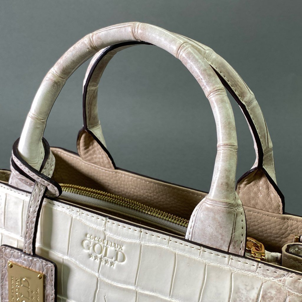 De18 《極美品》 COCOCELUX GOLD ココセリュックス ゴールド 5スター 2way ハンドバッグ 103AA0107 ヒマラヤクロコダイル マットクロコ