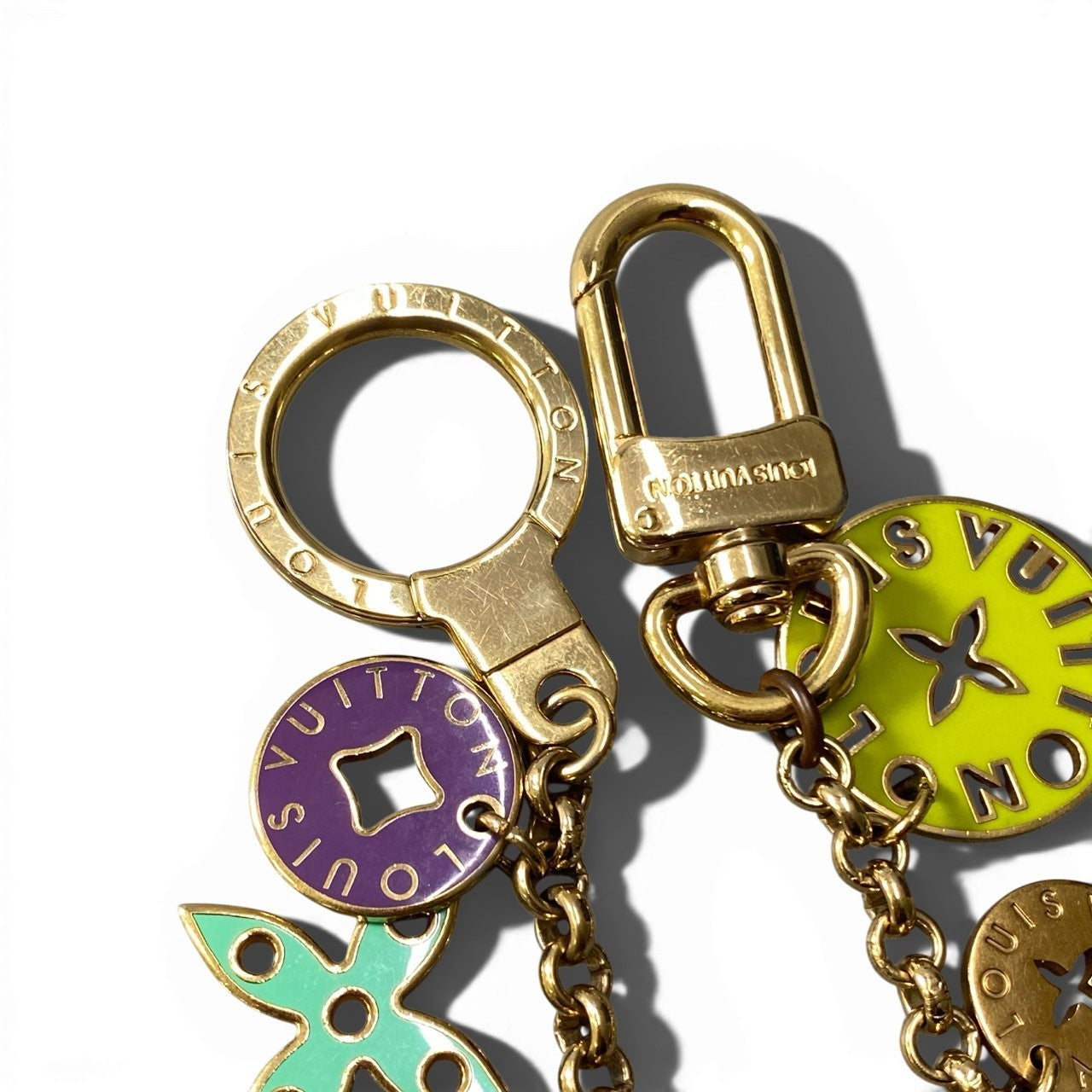 b5 LOUIS VUITTON ルイヴィトン ポルト クレ シェンヌ ルーピング キーホルダー バッグチャーム マルチカラー 小物ta1