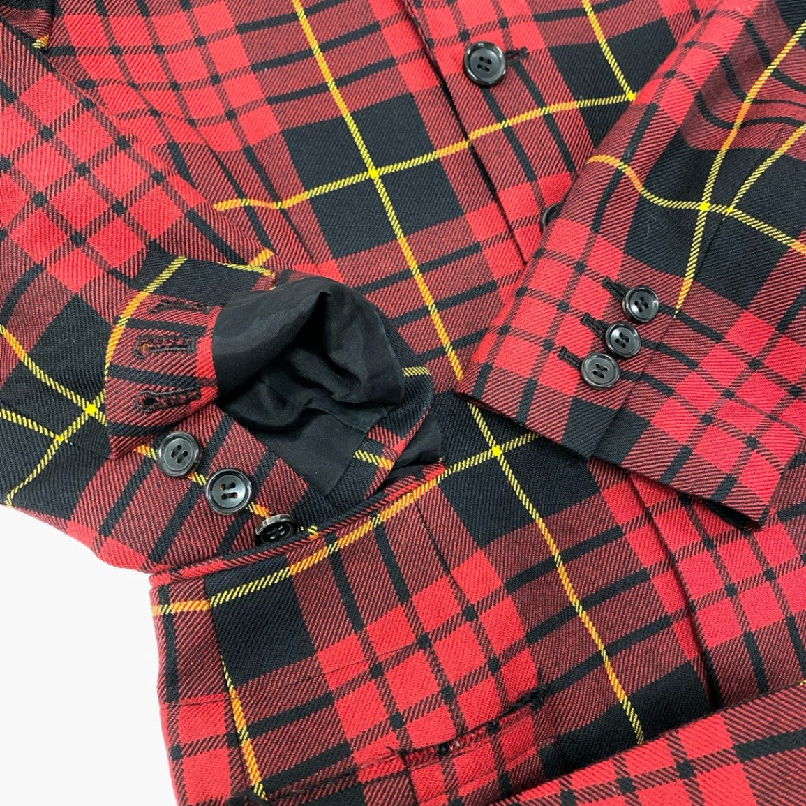 72j15 COMME des GARCONS コムデギャルソン 2017SS タータンチェック アシンメトリー カットアウト シングルコート 日本製 GS-J015 XS レッド ウール レディースo07t