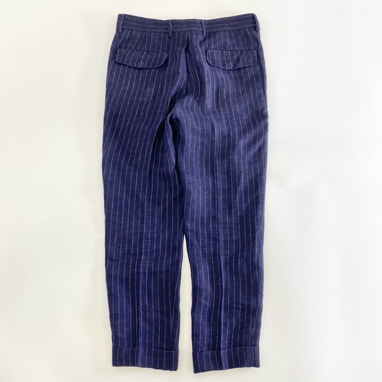 10j31 BRUNELLO CUCINELLI ブルネロクチネリ スラックスパンツ リネンパンツ ボトムス サイズ44 ネイビー ストライプ リネン100% メンズ イタリア製