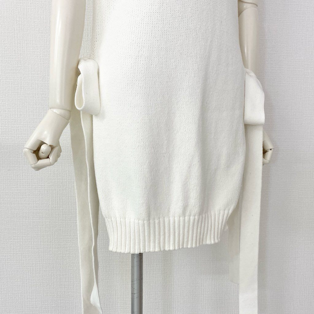 14d7 JOSEPH ジョゼフ ニットベスト S6169400702 S ホワイト サイドスリット リボン Knit Vest 春夏