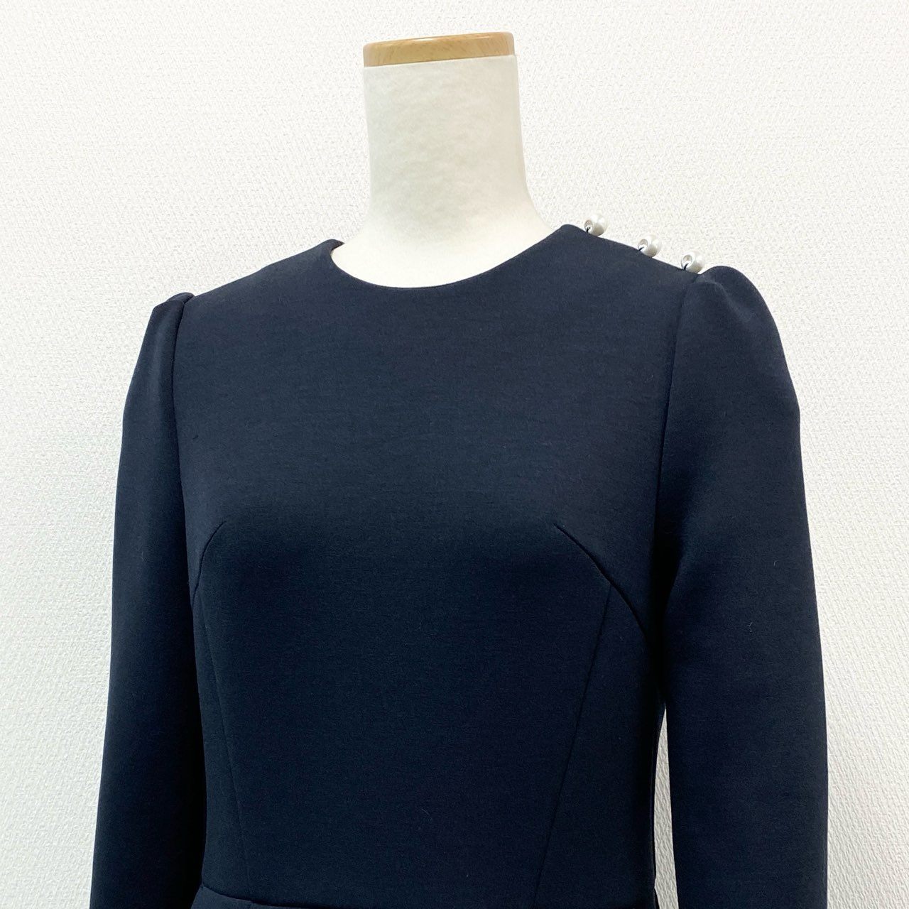 51f2 BORDERS at BALCONY ボーダーズアットバルコニー パールワンピース ロングワンピース フレアスカート BD1921-2K-24 サイズ36 ネイビー レディース 日本製