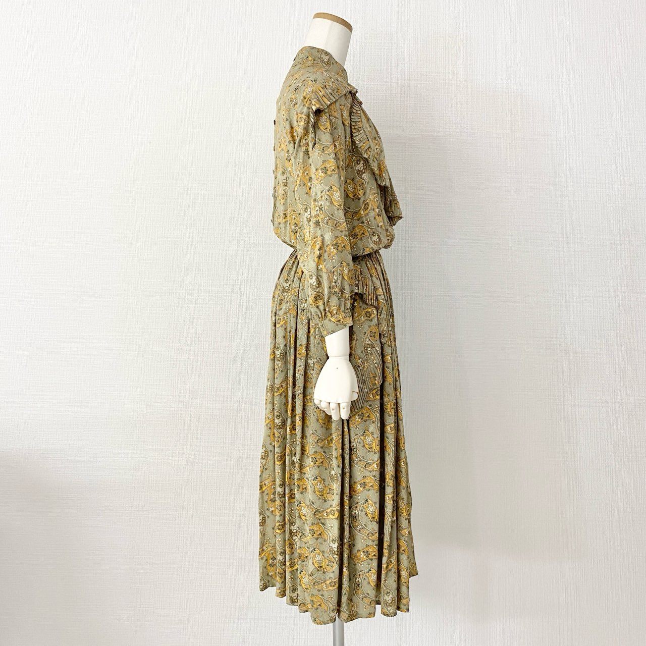 01f16 Chloe ヴィンテージ クロエ フリルデザイン 長袖ワンピース 花柄ワンピース サイズ40 マルチカラー シルク100% レディース アーカイブ