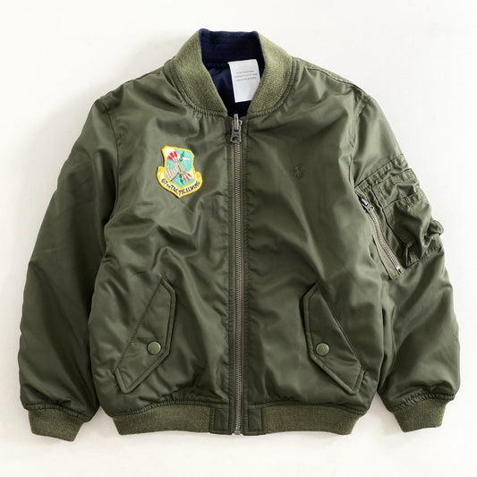 88i3② 《未使用保管品》定価¥29,590 POLO RALPH LAUREN ポロ ラルフローレン ワッペン付き MA-1 フライトジャケット 6 カーキ タグ付