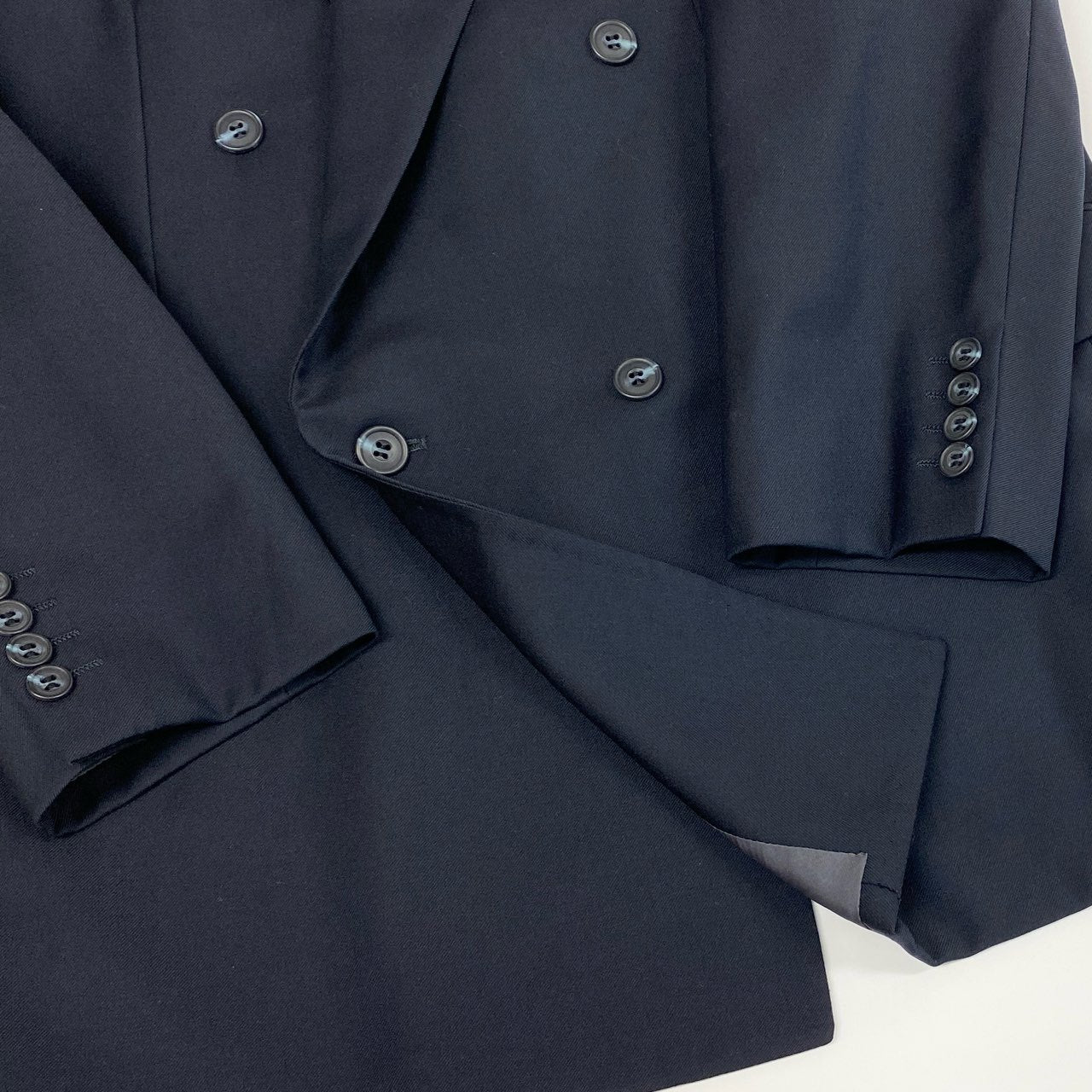 24i25 Christian Dior クリスチャンディオール ダブルスーツ セットアップ 裏地CDロゴ オールド サイズ101-91-180 ダークネイビー ウール メンズk02i