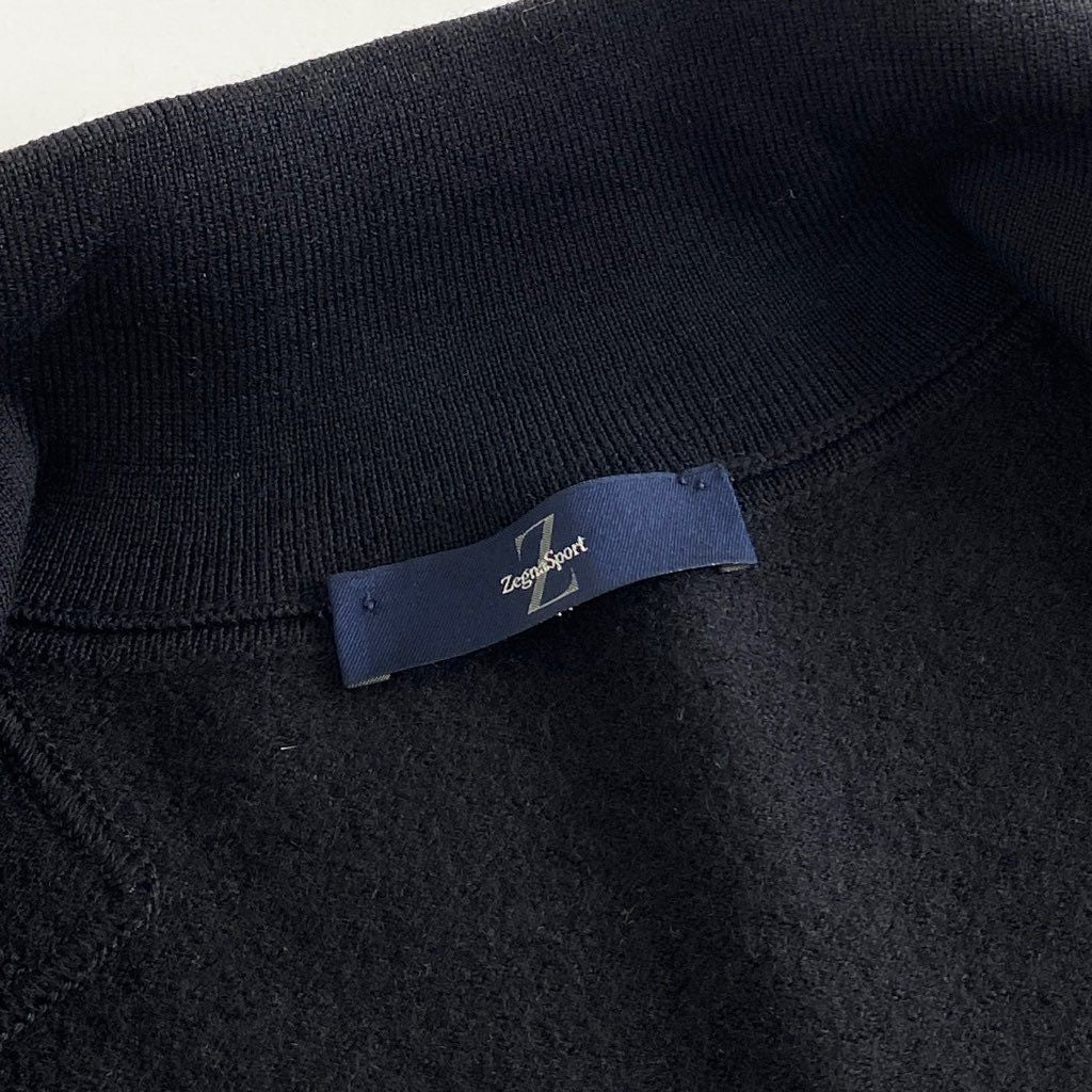45h7 Ermenegildo Zegna Sports エルメネジルド ゼニア スポーツ ドライバーズニット ジャケット M ブラック ウール100% ブルゾン ターキー製