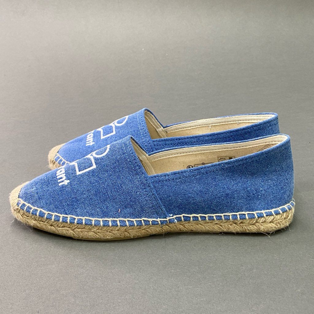 3d12 《美品》 ISABEL MARANT イザベルマラン エスパドリーユ スリッポン ロゴ刺繍 フラットシューズ 収納袋付き キャンバス 39 ブルー