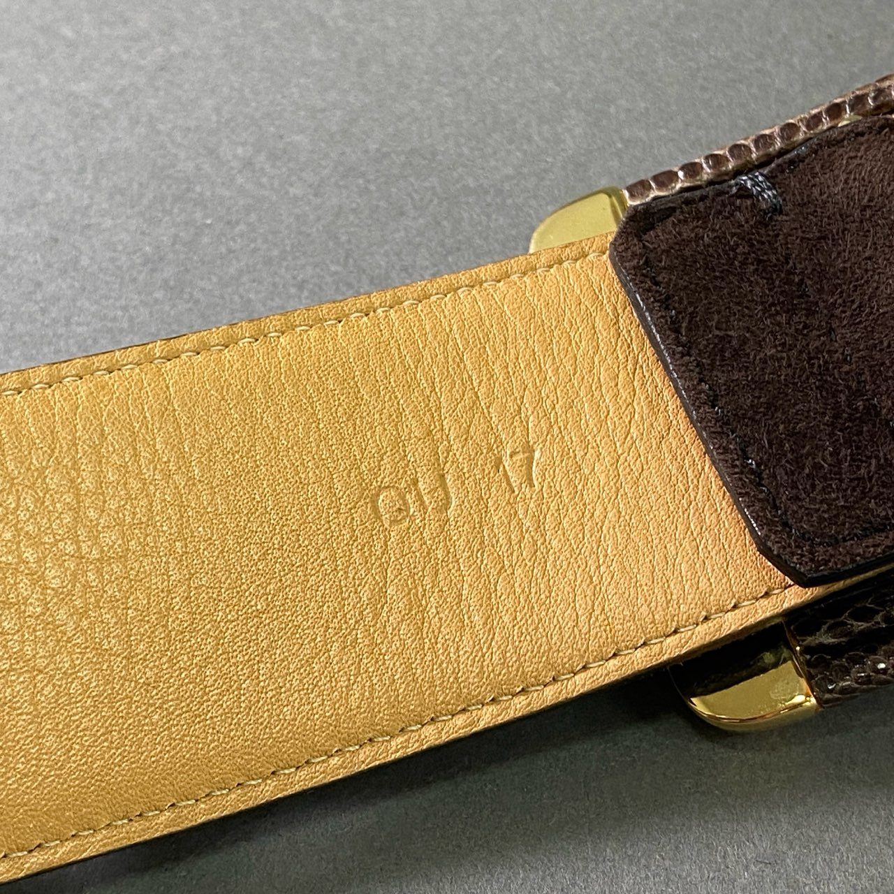 a17 TOD’S トッズ リザードバックル スウェードレザーベルト 80 ブラウン Leather イタリア製 クロスデザイン
