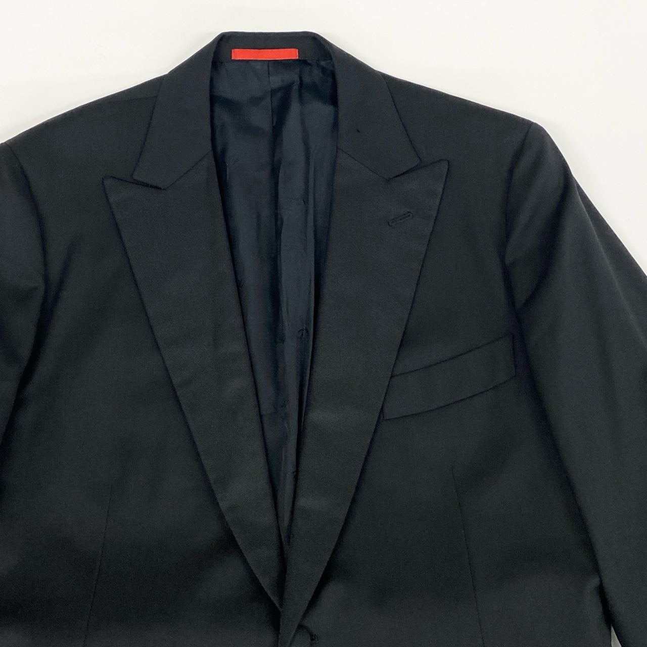 61g23 ISAIA NAPOLI イザイア ナポリ セットアップ スーツ GREGORY グレゴリー ピークドラペル テーラードジャケット スラックスパンツ 大きいサイズ 56 ブラック メンズ