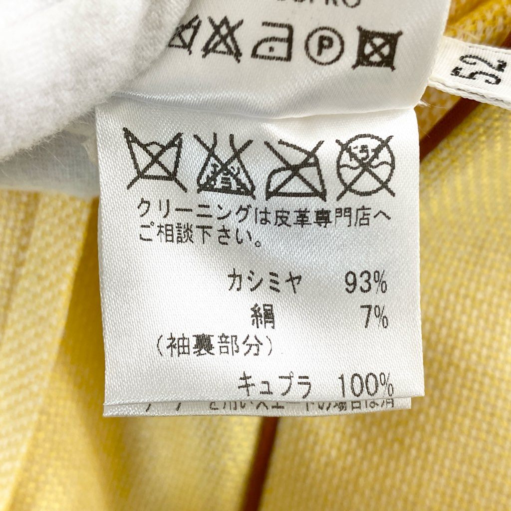 59g3 イタリア製 Loro Piana ロロピアーナ テーラードジャケット ブレザー サイズ52 イエロー カシミヤ93% 絹7% メンズ 紳士服