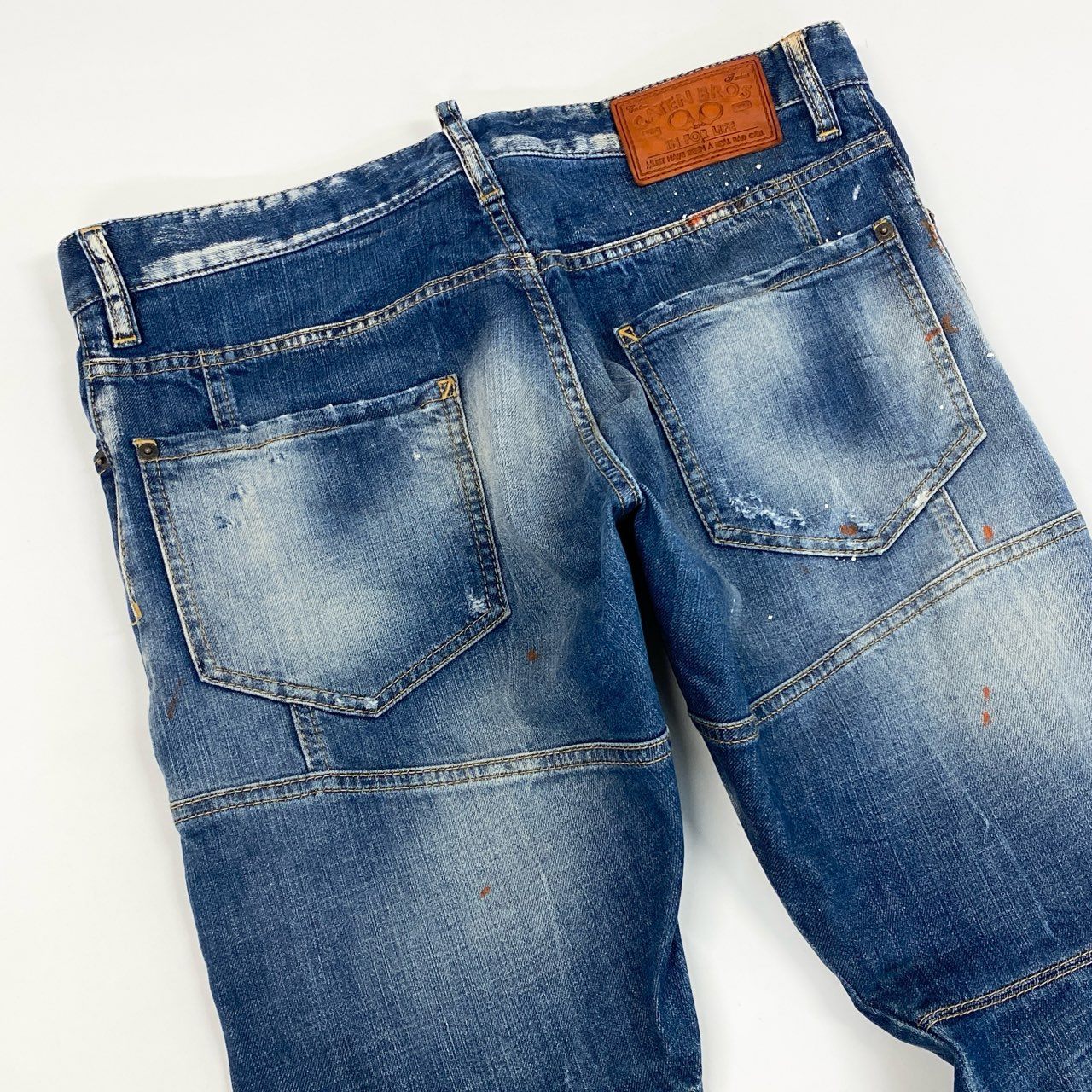 34j28 DSQUARED2 ディースクエアード イタリア製 デニムパンツ ジーンズ ダメージ ペイント加工 ボトムス 74LA065030144 50 インディゴブルーo07t