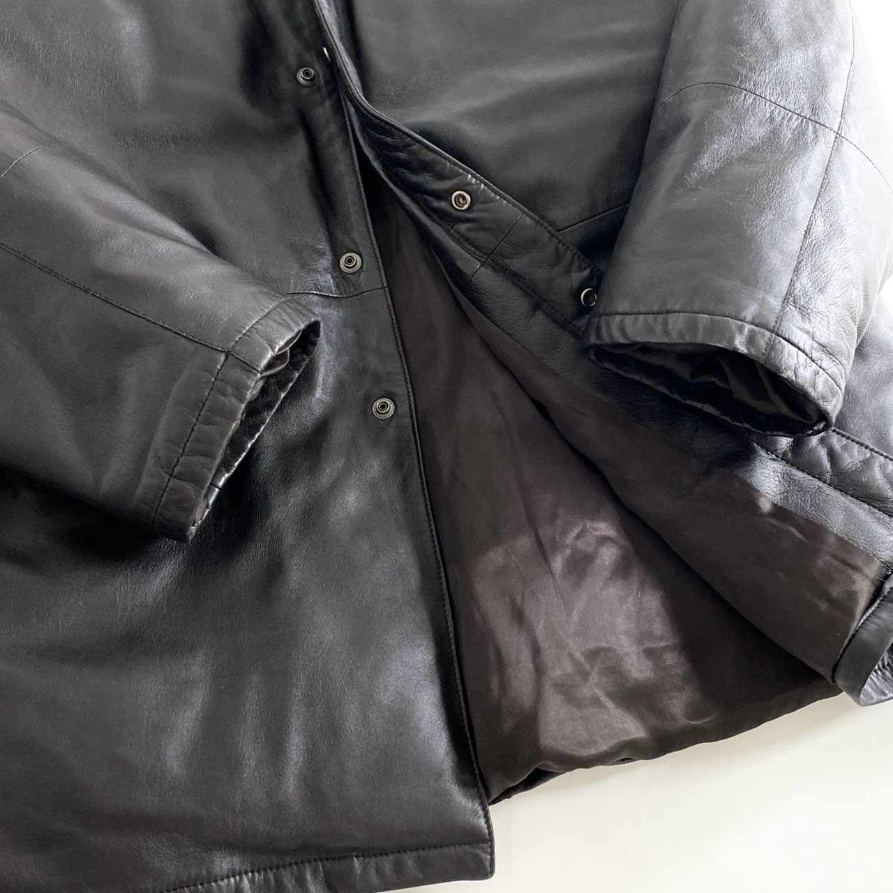22h9 GIORGIO ARMANI ジョルジオ アルマーニ ラムレザージャケット 中綿 XL~XXL ブラック シープスキン アウター