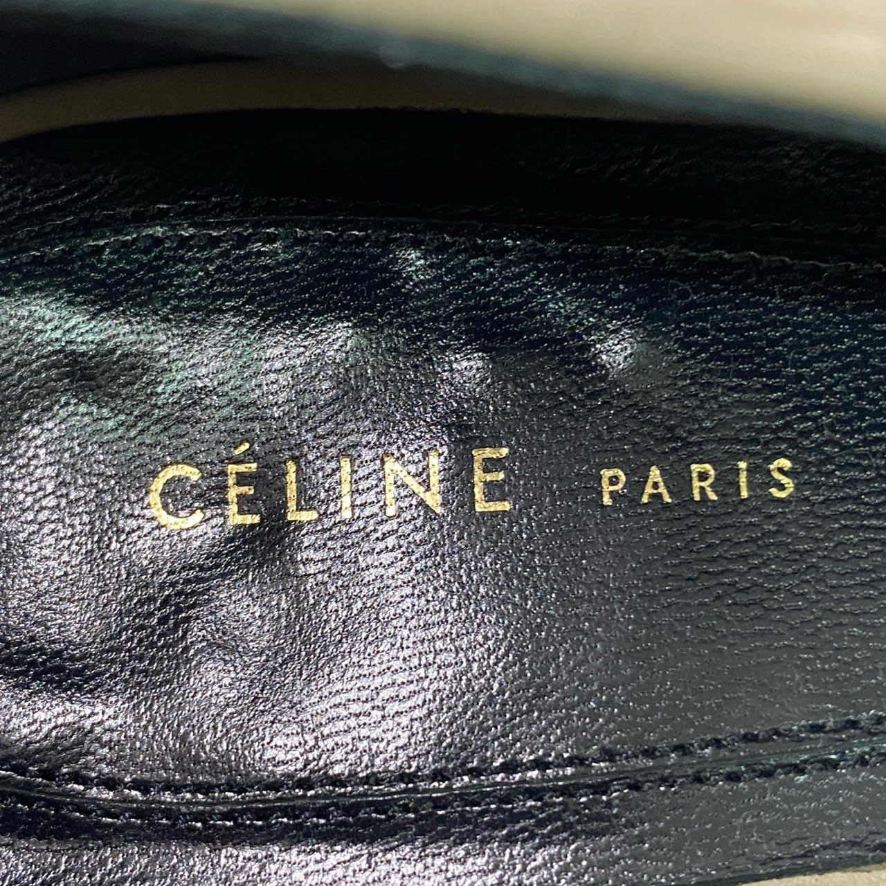 1e12 CELINE セリーヌ フィービー期 Vネック ポインテッドトゥ スエードパンプス 37 グレージュ レザー シューズ ブーティ 保存袋有