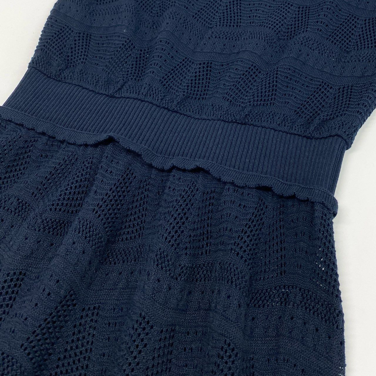 50l6 《美品》 Rene ルネ LIMITED EDITION コットンニット ノースリーブワンピース ドレス 日本製 6822860 34 ネイビー