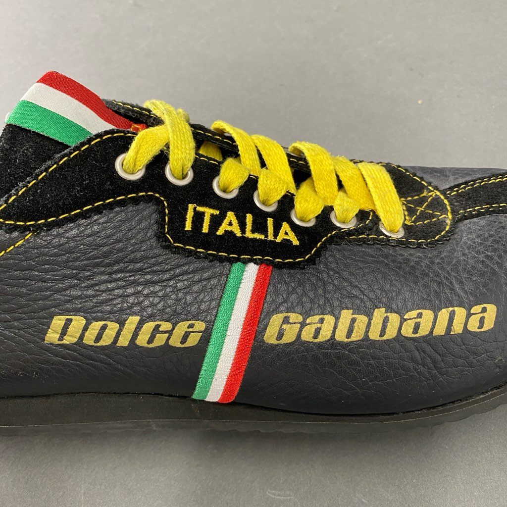 7d21 DOLCE&GABBANA ドルチェ&ガッバーナ ITALIA ローカットスニーカー レザースニーカー 7 ブラック レザー メンズ