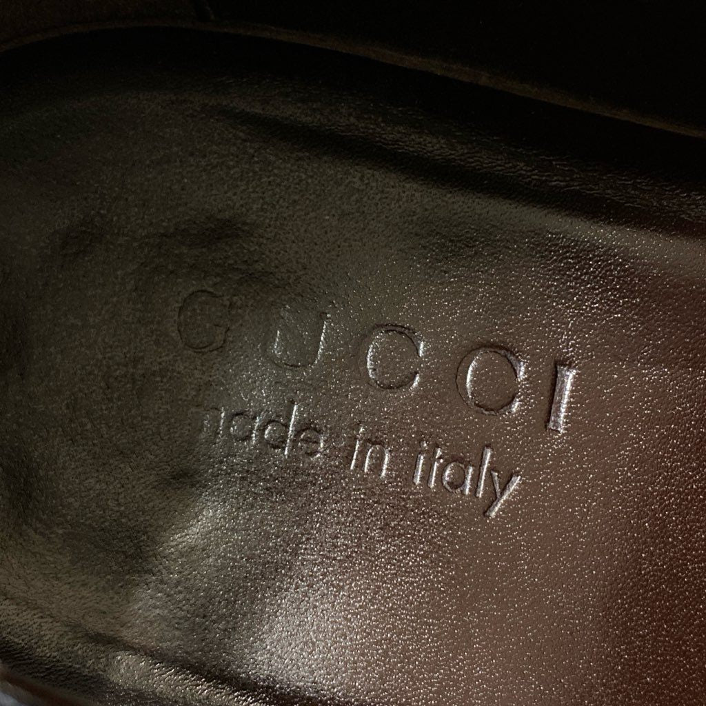 3f29 GUCCI グッチ リザードローファー 40E ブラック レザー ドレスシューズ スリッポン イタリア製 紳士靴 革靴 トカゲ